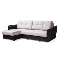 Диван угловой София (рогожка крем/кожзам коричневый)